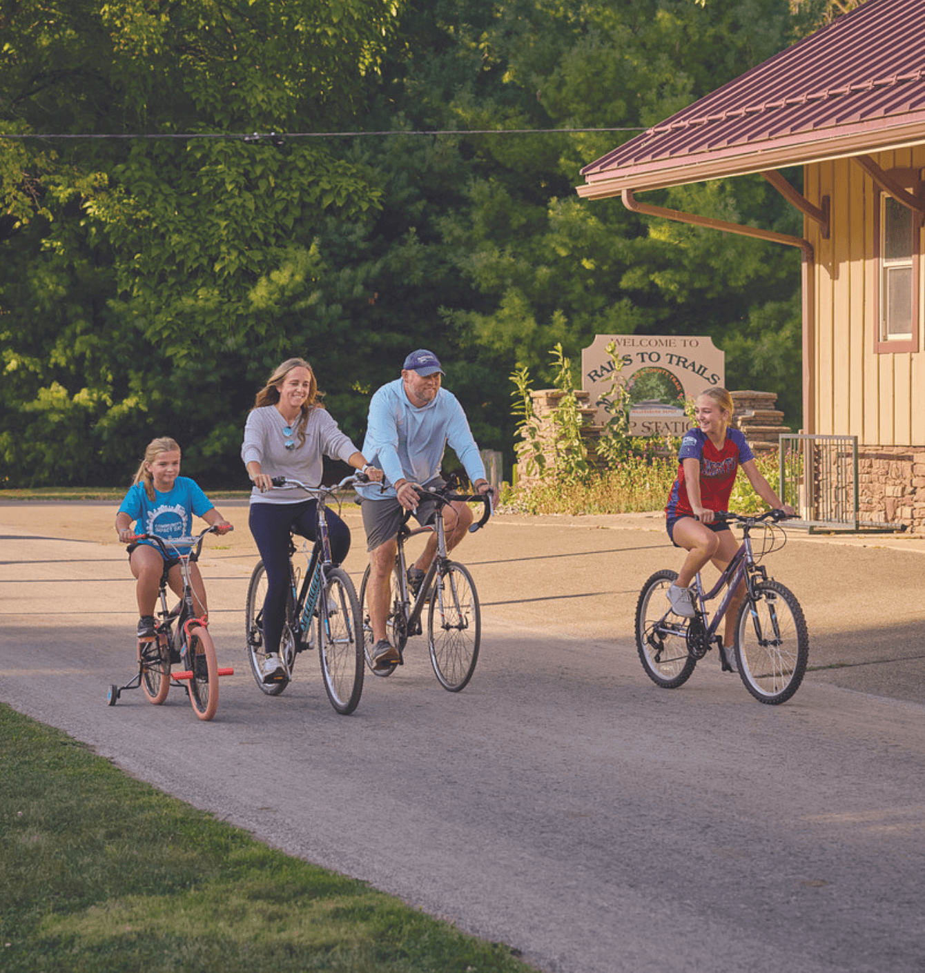 family bike riding